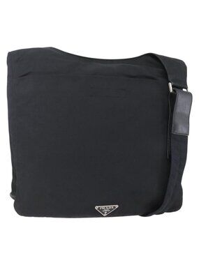 Authentic PRADA Shoulder Bag Nylon Black Silver